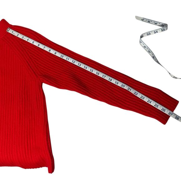 Banana Republic Red Ribbed Mock Neck Sweater – Size Medium – Cotton Wool Blend - Picture 7 of 10